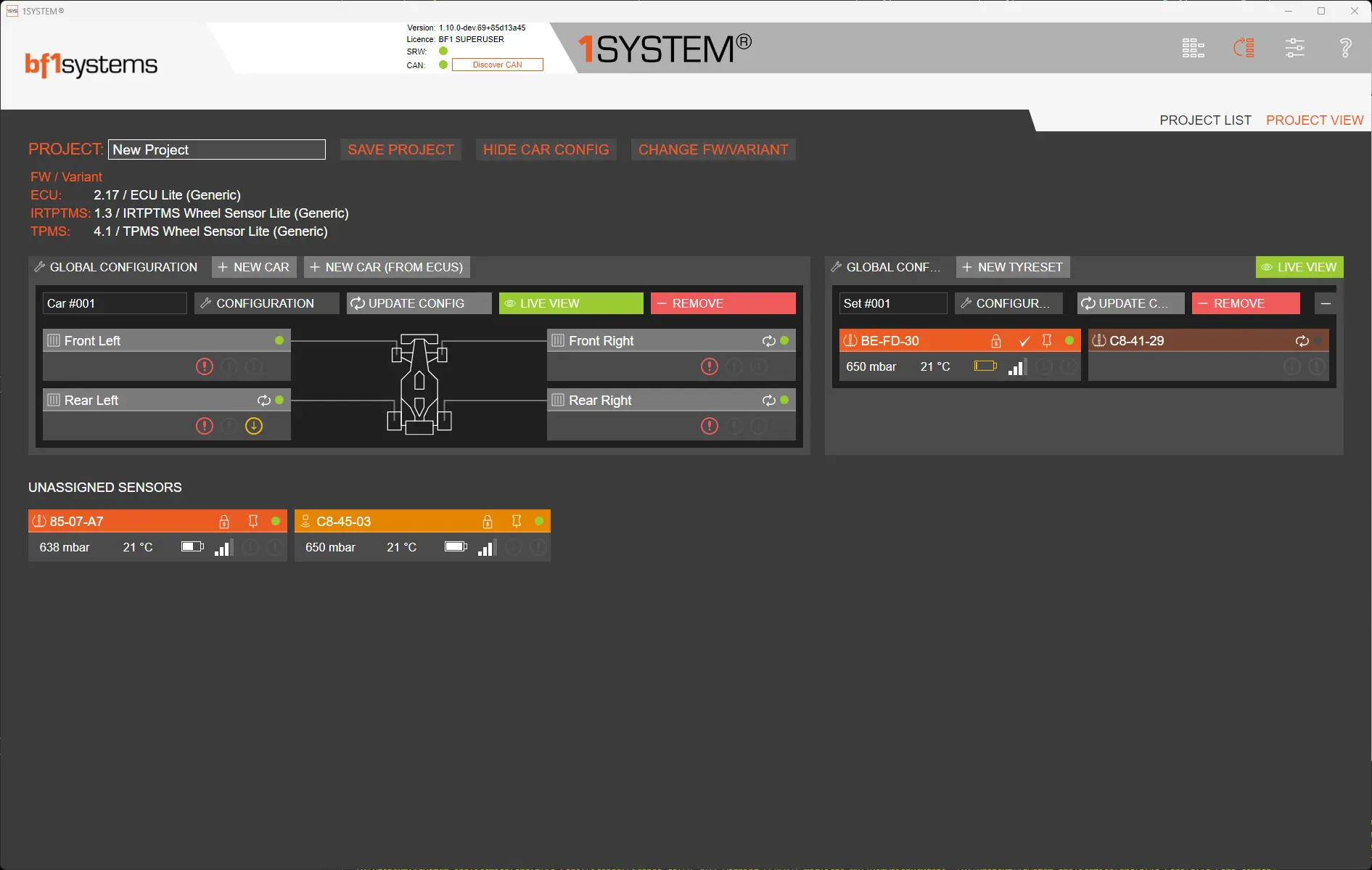 TPMS Support Tools für BF1Systems
